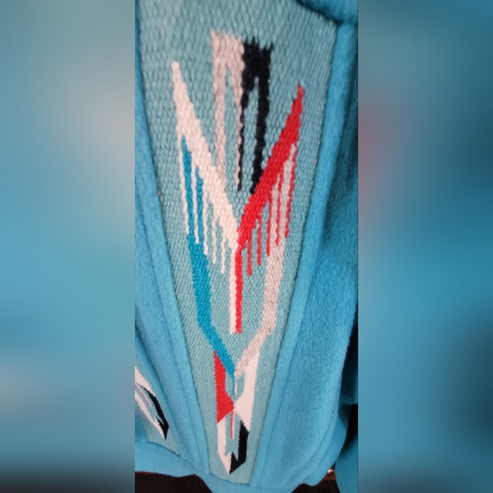 Vintage Genuine Authentic Indigenous Chimayo Handwoven blanket coat. Size 6 - Picture 5 of 10